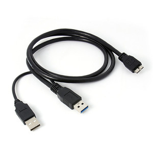 Cavo USB 3.<span class=keywords><strong>0</strong></span> Nero da 60cm, da Maschio <span class=keywords><strong>a</strong></span> Micro USB 3.<span class=keywords><strong>0</strong></span> Y + Cavo di Alimentazione USB per Disco Rigido Mobile - Product Image 1