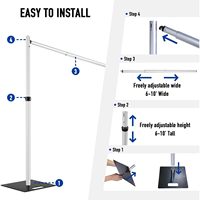 Support de toile de fond télescopique robuste K37 10x30 pieds, réglable en hauteur de 6 à 10 pouces et en largeur de 10 à 30 pouces, en aluminium