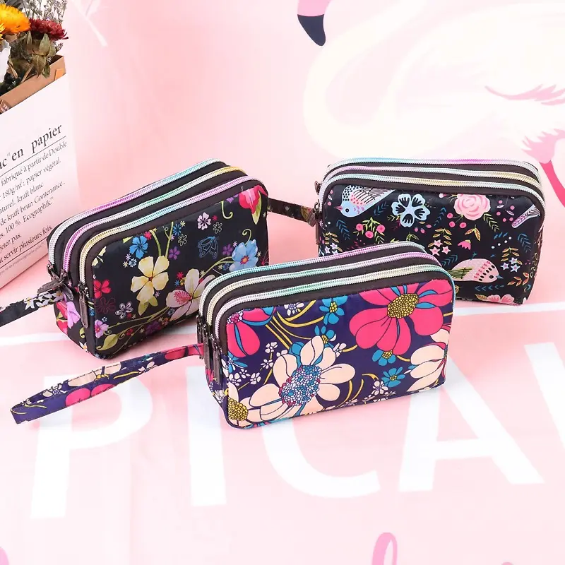 New women's long mobile Phone wallet clutch bag card holder Ladies printing small Waterproof Nylon coin purses bag wallets
