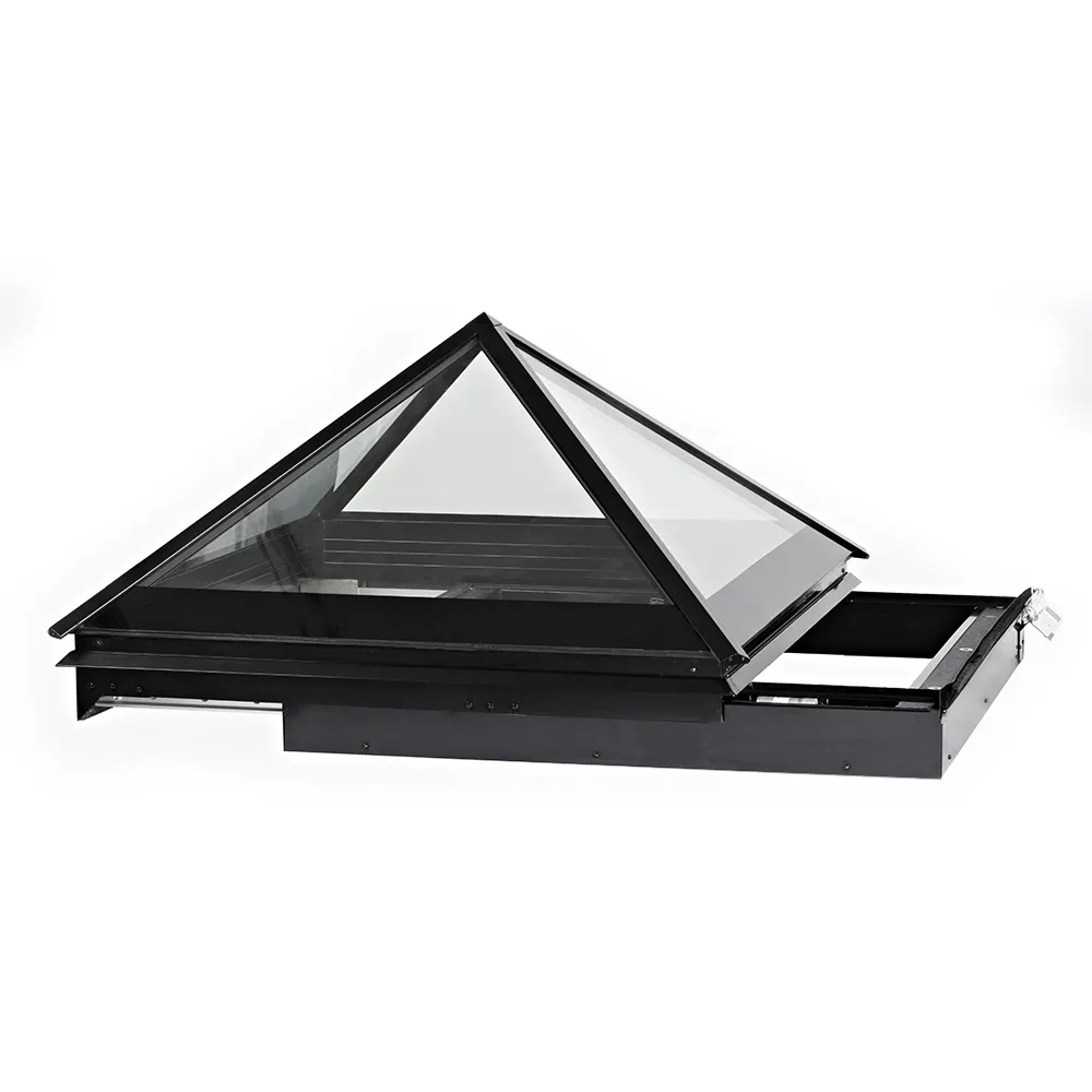 Tragaluz deslizante de aleación de aluminio para habitación, techo de vidrio templado retráctil, skyligh tpiramidal