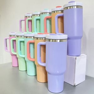 Mug isotherme en acier inoxydable H2.0 vierge pour sublimation, finition mate ou brillante, couleur Macaron, 40oz, avec poignée et paille, entrepôt USA - Product Image 3