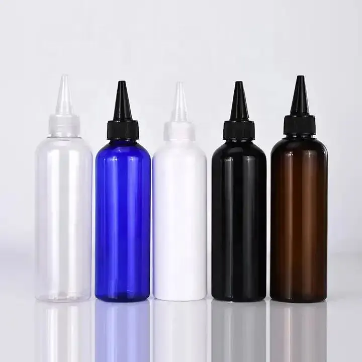 Botellas de plástico HDPE PP de aceite para el cabello de 100ml y 200 ml con cuentagotas, loción de Perfume para mascotas, botella cuentagotas para exprimir, champú, gota para ojos para mascotas