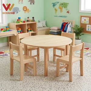 Ensemble table et chaise pour enfants en contreplaqué <span class=keywords><strong>de</strong></span> bouleau Montessori, mobilier <span class=keywords><strong>de</strong></span> classe pour <span class=keywords><strong>l</strong></span>'école maternelle et la maternelle, équipement <span class=keywords><strong>de</strong></span> garderie en bois pour tout-petits - Product Image 1