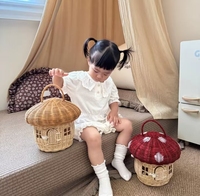 Panier de rangement artisanal en forme de maison champignon en osier, décoration de chambre d'enfant, décoration de chambre de bébé, ensemble cadeau de jouets pour enfants