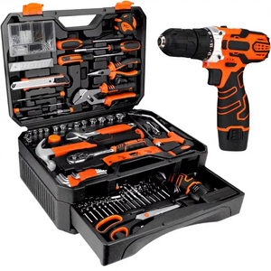 255-Piece Tool Set 12V Cordless Drill Driver 3 12V Batteries Included Toolbox Storage Case for Woodworking DIY Projects Home