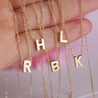 Chihang Simple Pendentif Breloque Initiale Alphabet en Acier Inoxydable Plaqué Or 14K Poli Miroir pour Collier DIY