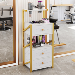 Carrito de Salón de Belleza Blanco Dorado en Oferta con Almacenamiento Extraíble para Maquillaje, Diseño Moderno, Muebles de Lujo para Dormitorio o Salón de Belleza - Product Image 4