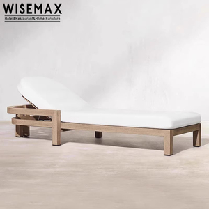 WISEMAX FURNITURE Mobilier d'extérieur haut <span class=keywords><strong>de</strong></span> gamme, chaise longue <span class=keywords><strong>de</strong></span> <span class=keywords><strong>jardin</strong></span> en teck réglable avec revêtement en <span class=keywords><strong>tissu</strong></span> <span class=keywords><strong>pour</strong></span> hôtel - Product Image 1