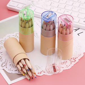 Özel logo kalem Mini altıgen Woodless renkli kağıt tüp içinde kalemtıraş ile kalem seti çocuk yuvarlak ahşap renkli kalemler - Product Image 5