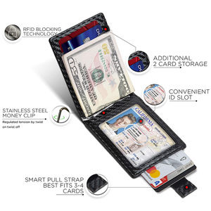 Portefeuille léger pour homme en fibre de carbone texturée, blocage RFID, court, à deux volets, pour affaires - Product Image 3
