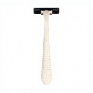 ECOWAY Eco Friendly Disposable Stainless Steel Twin Blade Razor with Recyclable Biodegradable <b>Wheat</b> Straw Face Use - Product Image 2