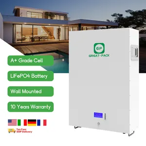 Bateria de parede solar Lifepo4 48V, bateria de lítio para montagem na parede, 200Ah, 10Kwh, armazenamento de energia solar