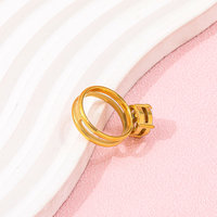 Fenny 18K Plaqué Or En Gros Étanche Mode Grand Zircon Rond Double Couche En Acier Inoxydable Bague Tendance pour les Femmes