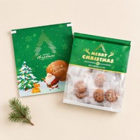 Sacs de boulangerie de Noël en kraft à fond plat avec lien métallique, imprimé Père Noël, avec fenêtre, qualité alimentaire, pour biscuits, friandises, bonbons, chocolat