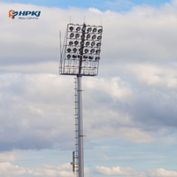 Poste de luz LED de mástil alto de 25m, poste de luz de aeropuerto, poste cónico galvanizado en caliente, iluminación de campo de fútbol de estadio