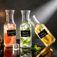 Bouteille en verre carrée de 1L pour lait et boissons, idéale pour le stockage au réfrigérateur, infusion froide, pichet à thé glacé, en gros, en stock
