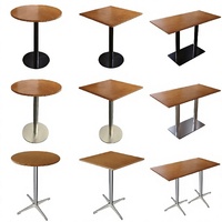 Table de salle à manger commerciale pour café-restaurant, style coréen vintage, plateau carré en bois massif, plateau en bois marin, cadre métallique personnalisable