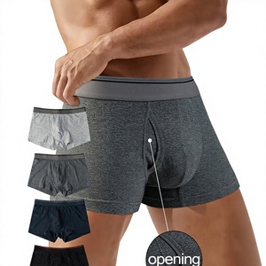 Men's 4pcs <b>Boxer</b> Briefs Breathable <b>Boxer</b> Trunks for Sports Men's <b>Boxer</b> Briefs with Real <b>Fly</b> <b>Fly</b>-Front Men's Underwear - Product Image 1
