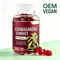 Gummies à l'extrait naturel de racine d'Ashwagandha pour le soulagement du stress et l'équilibre de l'humeur, saveur framboise, complément alimentaire à base de plantes