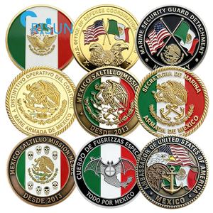 Souvenirs personnalisés Mexique, carte du Mexique avec drapeau américain, médaillon des forces armées, médailles commémoratives, pièces <span class=keywords><strong>de</strong></span> monnaie personnalisées, pièce <span class=keywords><strong>de</strong></span> monnaie <span class=keywords><strong>de</strong></span> défi personnalisée Mexique - Product Image 1