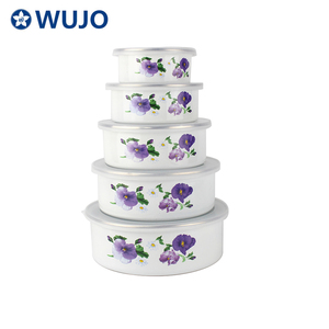 Smalto Stoviglie Colazione Smalto Set <span class=keywords><strong>di</strong></span> Ciotole <span class=keywords><strong>di</strong></span> Disegno Del Fiore <span class=keywords><strong>Ciotola</strong></span> <span class=keywords><strong>di</strong></span> Smalto - Product Image 3