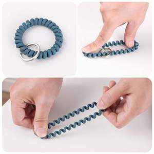 Colorful Stretchable Wristband Bracelet <b>Key</b> Holder Flexible Spiral Wrist Coil Bracelet Wrist <b>Key</b> <b>Chain</b> - Product Image 3