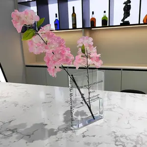 Fabrika toptan özel akrilik kitap vazo şeffaf akrilik su geçirmez kitap vazo çiçek güzellik için
