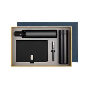 Luxury Business Men Gift Set 5-in-1 Promotional Gift Includes Notebook Pen Bottle Bag & Box with Fabric Cover Saddle Stitching - Product Image 1