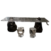 Table à manger contemporaine Twin Peaks Meteorite Glacier avec résine époxy cristal de platine pour la maison hôtel club ou salon de thé