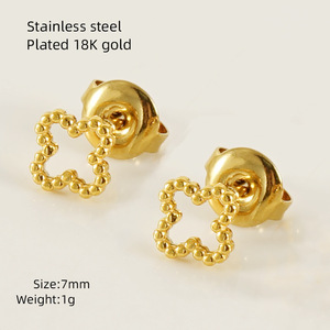 Mini 18K plaqué or coeur clou <span class=keywords><strong>de</strong></span> <span class=keywords><strong>girofle</strong></span> nuage avion poisson boucles d'oreilles en acier inoxydable bijoux vacances goujons pour les femmes - Product Image 6