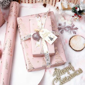 Pink Christmas Wrapping Paper 17 In X 32.8 Ft Single Side Recyclable Gift Craft Holiday Use - Product Image 6