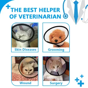 Adjustable Pet Cone Recovery Collar Comfy Dog Cone Collar Protective Collar Safety Practical Plastic E-Collar