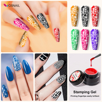 Suministro de 10 colores metálicos 5g UV sello Gel estampado esmalte de uñas DIY Nail Art Print modelo superior Poly Gel uñas belleza muestra gratis