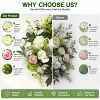 Arrangements floraux artificiels réalistes faits main en hortensias roses et verts pour mariages, centres de table, baby showers et allées de fête