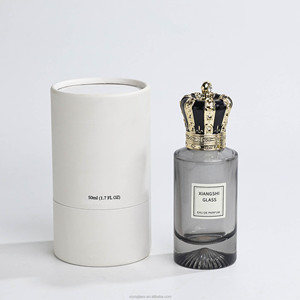 Caja blanca personalizada Botella de perfume negra transparente Botellas de perfume de lujo de 50ml con tapa de corona - Product Image 1