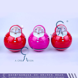 Caja de hojalata con forma de vaso Roly-poly Santa Muñeco de nieve Navidad Tin Prink Color - Product Image 4