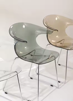 Mobilier de Maison Nordic Modern Chrome Metal Frame Clear Transparent Dinning Chaises de salle à manger de luxe en acrylique avec pieds en métal