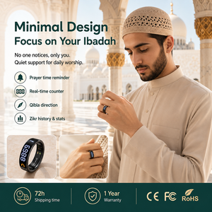 Bague de Dhikr en acier inoxydable avec écran OLED, vibration et comptage automatique pour le Hajj, l'Omra et la prière – Vente directe usine - Product Image 5