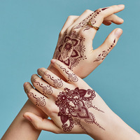 Conception de tatouage en dentelle temporaire vermillon indien transfert d'eau autocollants de tatouage au henné matériel de papier d'art corporel pour la main arrière