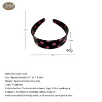 Serre-têtes Jachon personnalisés avec logo, rétro, en acétate, à pois, à large bord, durables et élégants pour femmes, accessoires de maquillage et de coiffure