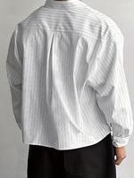 Chemises décontractées à manches longues rayées blanches pour hommes, coupe ample et respirante, collection Printemps-Automne