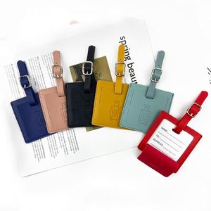 Fashionable Multi-Color Square PU Leather Luggage <b>Tag</b> Portable Accessory with <b>Name</b> and Address for Travel - Product Image 3