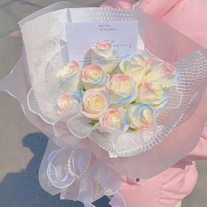 D398 Lujoso Ramo de Rosas Eternas en Forma Redonda Estilo Corbatín, Regalo para Cumpleaños, Boda, Día de la Madre, Ramo de Rosas Secas Reales Preservadas - Product Image 2