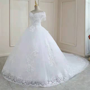 Factory Price New Luxury Classic Sweep/Brush Train V-neck Princess Waistline Wedding Dress Lace <b>Bridal</b> Ball Gown Floral Print - Product Image 4