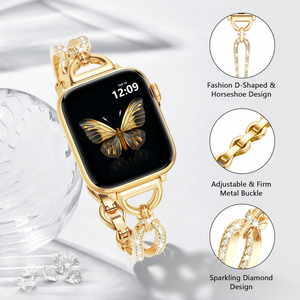 Bracelets de montre en chaîne dorée fine pour femmes, compatibles avec le bracelet <span class=keywords><strong>Apple</strong></span> <span class=keywords><strong>Watch</strong></span> (S10), bracelet en métal réglable, bracelet à maillons pour iWatch Series - Product Image 5