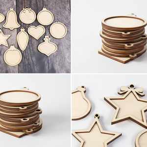 ชุดเครื่องประดับตกแต่งต้นคริสต์มาสไม้ DIY รูปทรงเปล่าสำหรับงานฝีมือ ของตกแต่งวันหยุด ของตกแต่งไม้ทำมือสำหรับเด็ก - Product Image 3