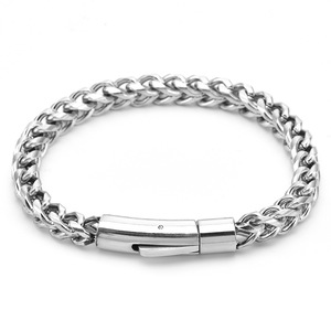 पुरुषों लक्जरी स्टेनलेस स्टील आधुनिक लिंक श्रृंखला, पुरुषों के लिए गहने 18k प्लेटेड, लॉक आकार ईसाई पार्टी उपहार के साथ ब्रेसलेट - Product Image 3