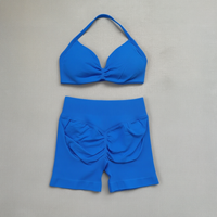 Ensemble de vêtements de sport personnalisés pour femmes, tenue de sport respirante, dos nu, sans couture, halter, ensemble de 2 pièces pour l'entraînement et le yoga