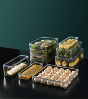 Ensemble de contenants de stockage alimentaire pour réfrigérateur en PET, sans BPA, organisateur transparent frais, boîte de cuisine transparente, bac de congélation pour fruits et légumes