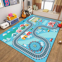 Tapis pour tout-petits en velours cristal doux, motif route et parking, tapis de sol pour enfants pour aire de jeux à domicile et salle de classe maternelle